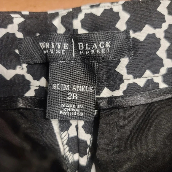 White House  Black Market black/ white pants.  Slim ankle. NWOT - Picture 7 of 9